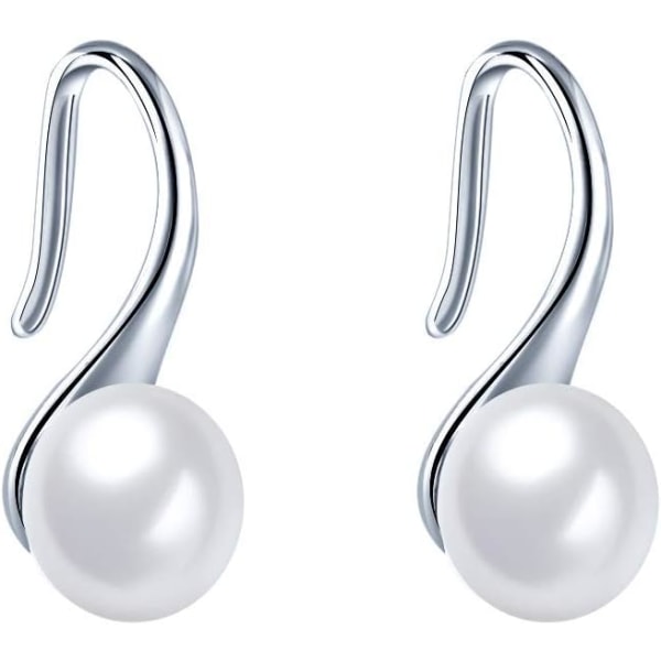 Elegante sølv perle 925 sterling sølv øreringe til damer, enkel stil