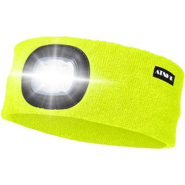 LED-belyst hovedbøjle, USB genopladelig løbehat Ultra Bright 4 LED vandtæt lyslampe og blinkende alarmforlygte High Stretch