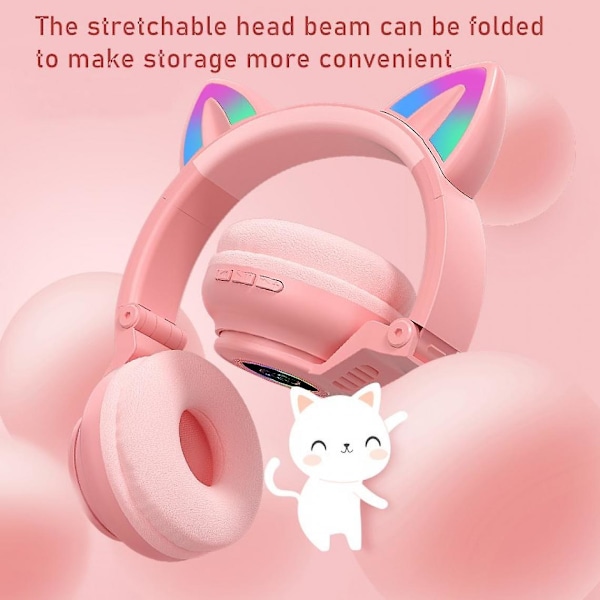 Kattöronhörlurar LED Luminous Bluetooth-headset, Trådlöst headset Stereo Gaming-headset, Öronproppar med mikrofon Present