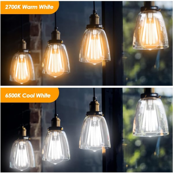 8W E27 ST64 LED-pære, Vintage Edison-glødelampe, 80W-ekvivalent, Cool White 6500K, 800LM, Retro dekorativ lampe, ikke-dimbar, pakke med 3