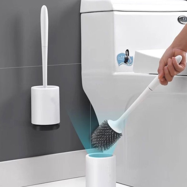Silikone Antibakteriel toiletbørste Toiletbørsteholder Toiletbørste Silikonebørsteholder Vægmontering uden boring Holdbar