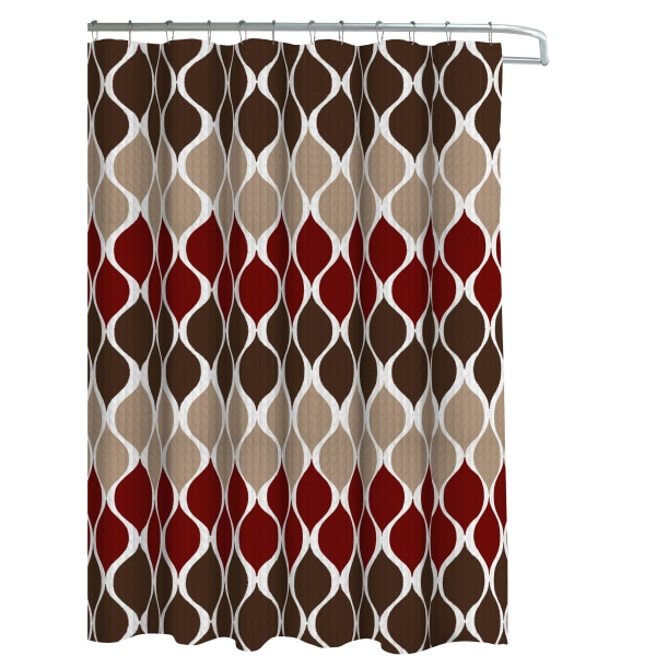 Texturerad Duschdraperi Set, Set med 1 Duschdraperi & 12 Metallkrokar, Rostbeständig, 100% Polyester, Maskintvättbar, Mått 70” X 72”, Espresso Espresso