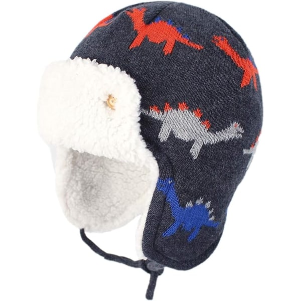 Baby Drenge Piger Dyreøreklap Hat Dinosaur Fox Print Varm Fleeceforet Hue Julegave