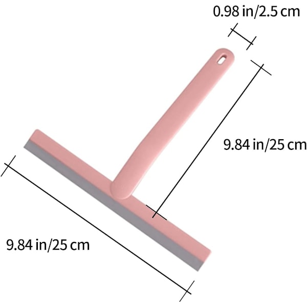 Duschskrapa, fönsterrengöringsutrustning duschglasskrapa, fönsterputsare gummiskrapa, duschskrapa för spegelgolv (Rosa)