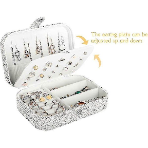 Rejse Smykkeæske PU Læder Organizer, Dobbelt Lag Portabel Mini Rejsetaske, Display Opbevaring