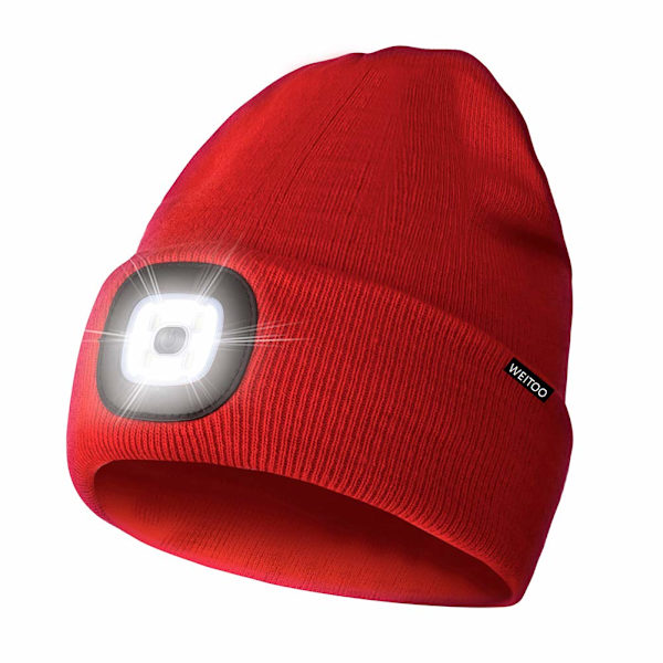 Unisex 4 LED -valolla varustettu pipo, USB-ladattava juoksupäällystin erittäin kirkas handsfree-otsalampun pipo, LED-pipo juoksuun ja vaellukseen (punainen) Red
