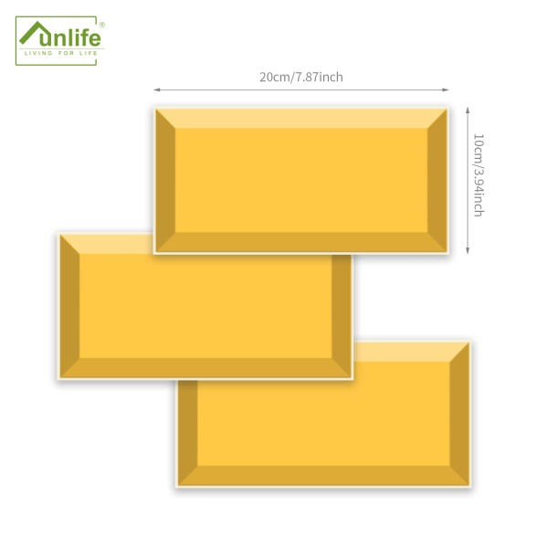 20X10cm 27 stk. Peel og Lim Overføringsklistremerker på Fliser, Selvklebende Vannbestandig PVC Flis Dekaler Bakplate for Hjemmekjøkken Dekor, Empire Gult