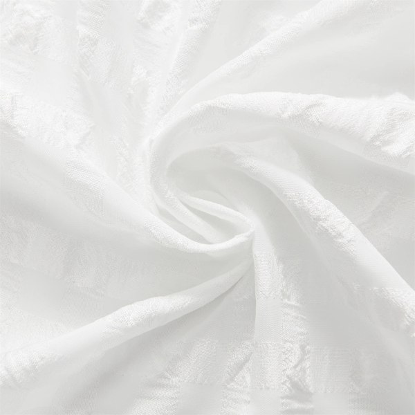 Hvite Retro Lace Voile Gardiner Myke Pom Pom Nett Gardiner for Vinduer Lin Eylett Korte Gjennomsiktige for Soverom Stue Patio Dør, 117×160cm
