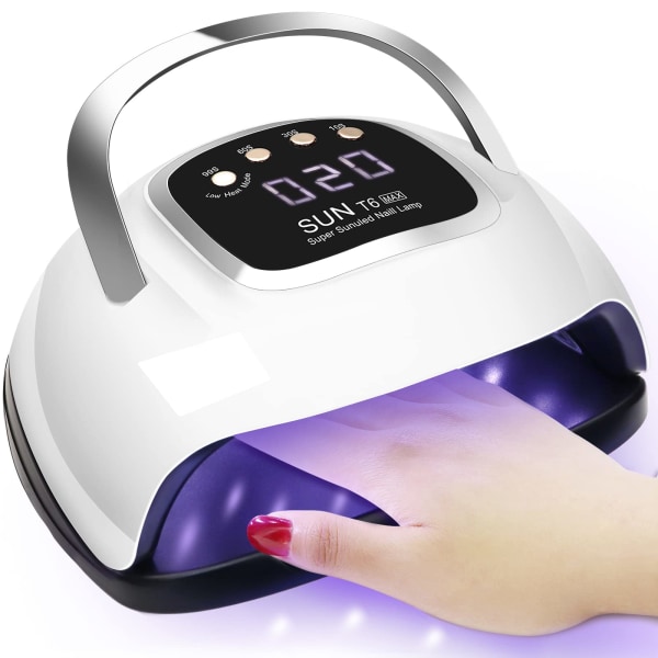 UV Nagellampa, 220W LKE Gel Nagellampa med handtag, 4 timers, HD LCD-skärm, avtagbar bas, UV LED Nail Art Machine