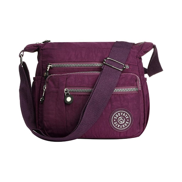 Dam Casual Multi-Pocket Crossbody Väska Resehandväska Messenger Väska för Shopping Vandring Daglig Användning Purple