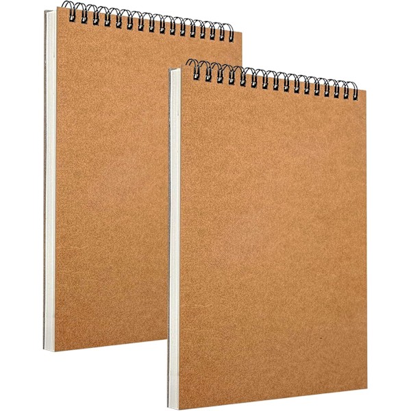 Pakke med A4 skitsebøger, skitseblokke, hardback-omslag, spiralbundet A4 skitsebog til børn og voksne, 2 stk.
