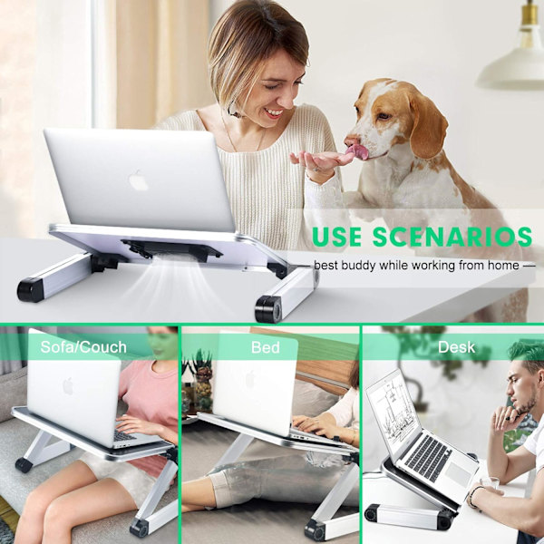 Vikbart Laptopställ Skrivbord Justerbart Laptopställ För Säng Vikbart Laptopbord Portabelt Med Kylfläkt Soffa Soffbricka För Surfplatta Laptop MacBook