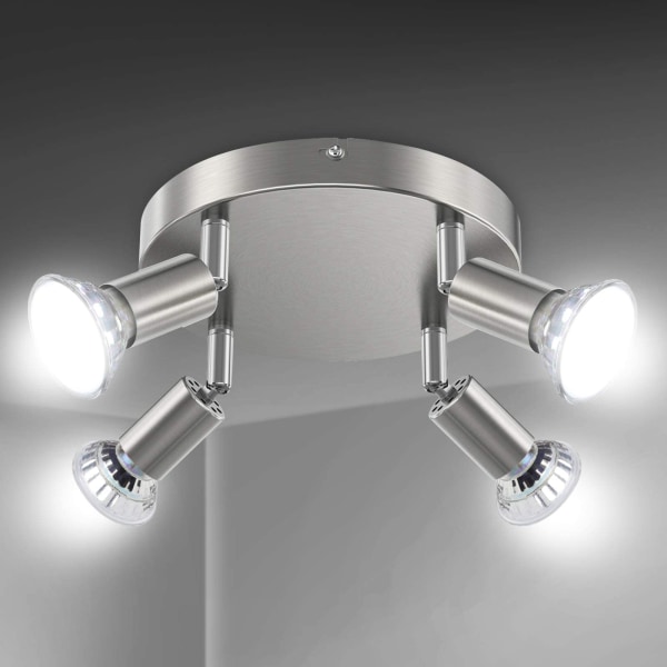 LED-loftslys Roterbar, 4-vejs rund plade LED-loftspots, inklusive 4x4W GU10 LED-pærer, Cool White, til køkken, stue 3