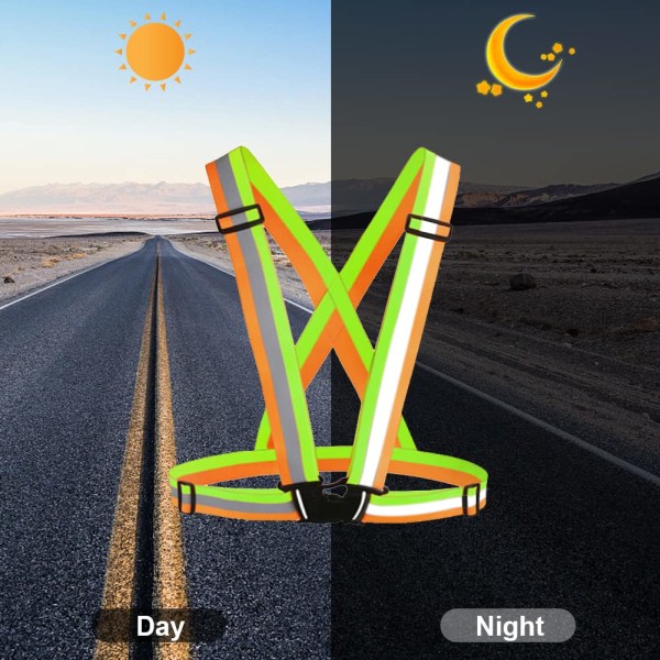 Reflekterende Sikkerhedsvest, Høj Synlighed Sikkerhedsvest Unisex, Reflekterende Løbe Sikkerhedsvest, Justerbar Høj Synlighed Veste til Løbetur, Cykling, Arbejde