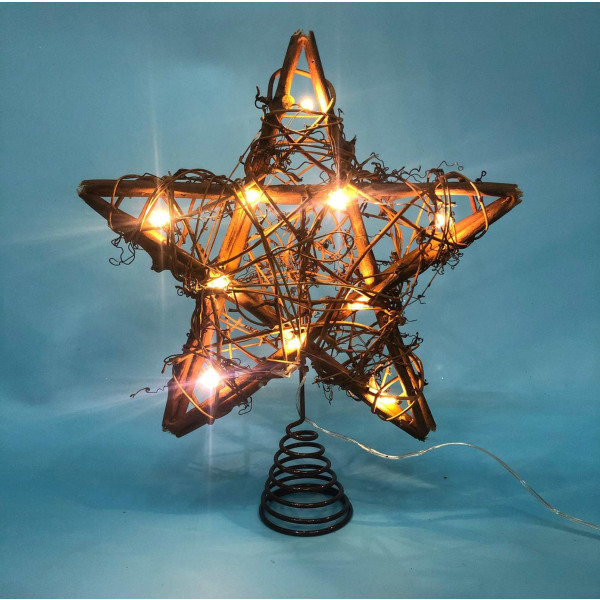 Christmas Tree Topper Star Rattan Natural Star Tree Topper 10 tommer juletre og høytider sesongdekorasjon egnet