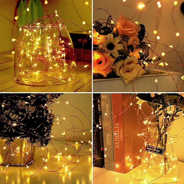 Fairy Lights, Ljus för inomhus- och utomhusbelysning, Sovrum, Bröllopsdekoration, Fest, Jul, Träddekoration (5m/16ft, Varmvitt)
