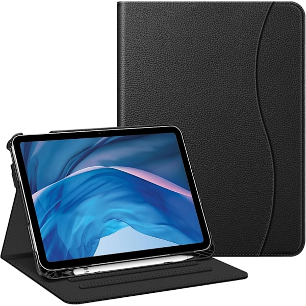 Etui Kompatibelt med iPad 10. generasjon (2022) 10,9 tommer, Beskyttende etui med Multi-Vinkel Visningsstativ med Blyantholder og Lomme black