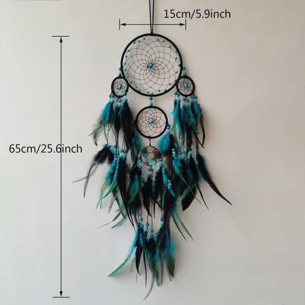 Dream Catchers, Large Dream Catchers for Wall Hanging, Blue Black Feather Dream Catchers for Bedroom Wall Art Ornament Craft Gifts