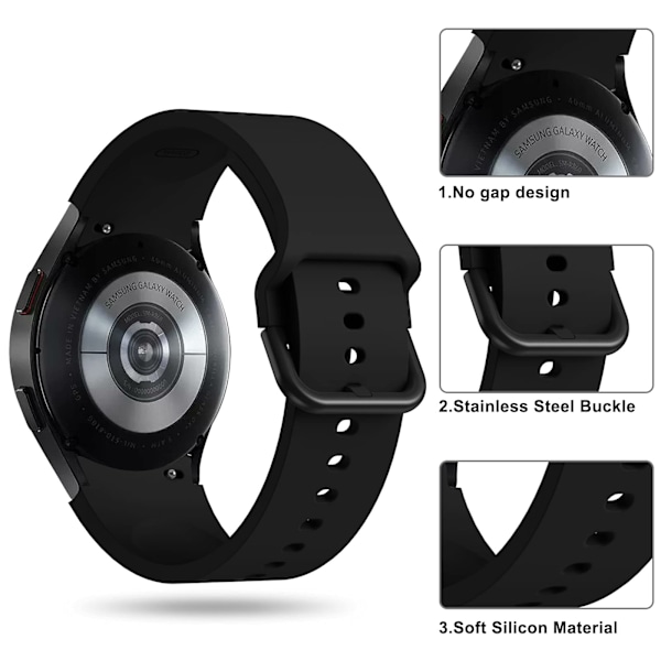 Kompatibel med Samsung Galaxy Watch 4 reim 40mm/44mm, Galaxy Watch 5/Watch 5 Pro 45mm silikonklokkereimer armbånd