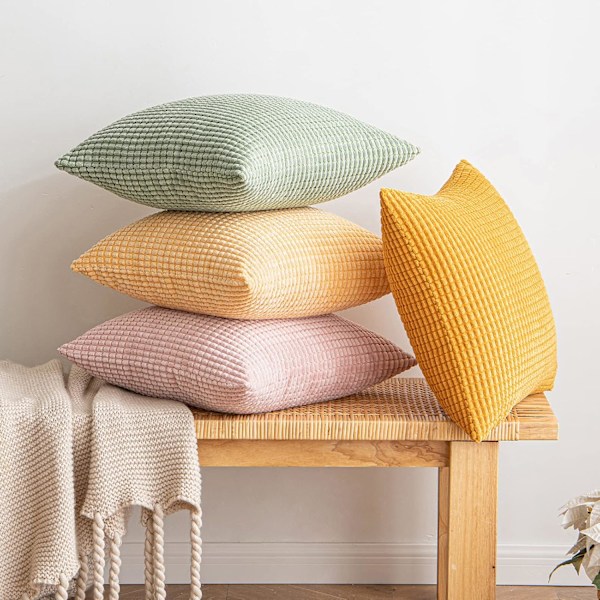 Corduroy Granule Pudebetræk Dekorative Pudebetræk Aflange Bløde Pellets Solid Pudebetræk til Sofa Soveværelse 12x20 Tommer 2#Pink