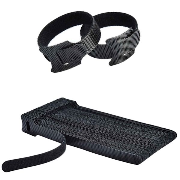 100 stk Gjenbrukbare Kabelbinder Svart, 150 x 12 mm Justerbare Løsbare Borrelås Kabelstropper for PC Kabelstyring, Organisering av Ledninger, TV, Skrivebord