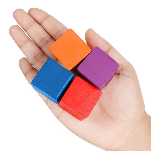 100 pakke farvede træblokke - 3 x 3 x 3 cm - 6 farver naturlige firkantede træterninger - til puslespil, pædagogisk matematiklegetøj til børn og gaver