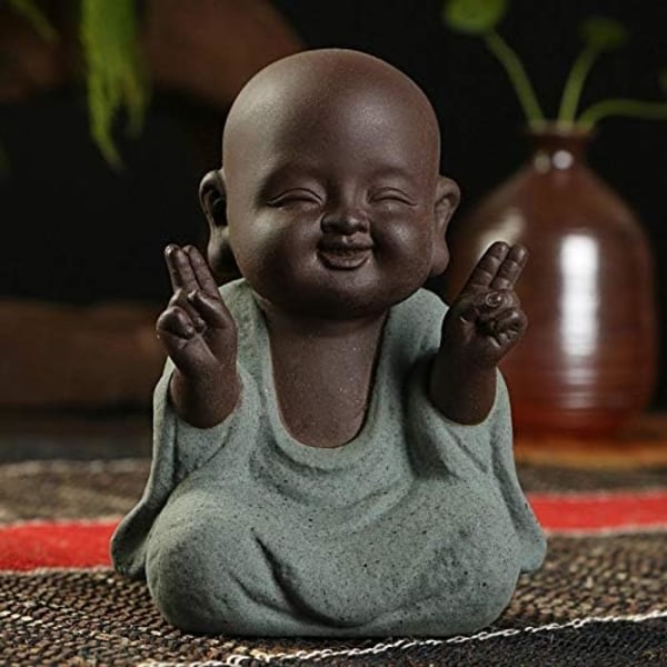 Buddha Staty Statyett Utomhus Buddha Deco Inomhus Trädgård Stor Miniatyr Buddha Statyer Liten Munk Geomantisk Dekoration Mauve Sand Figurer Tekanna