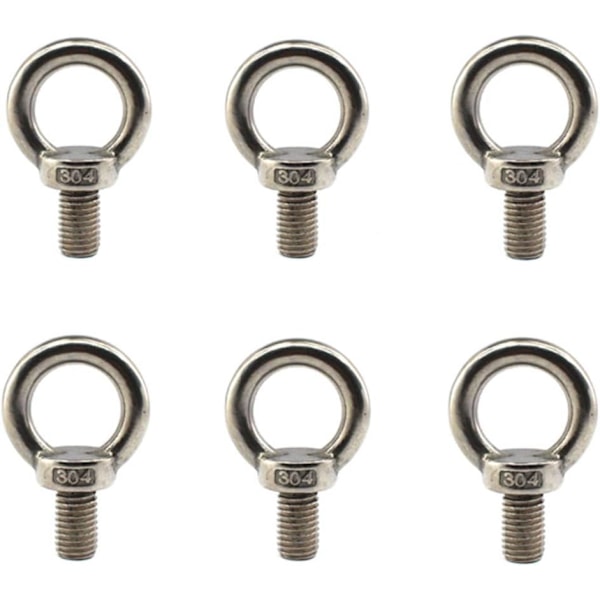 304 Rustfritt Stål M10 Løfte Rigging Øyebolt Ringformet med Standard Lengde på Gjenger Pakke med 6 stk