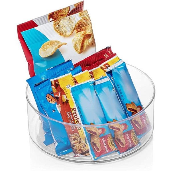roterende brett for krydder - kjøkkenkarusell laget av slitesterk plast med høye kanter - oppbevaringstilbehør - gjennomsiktig