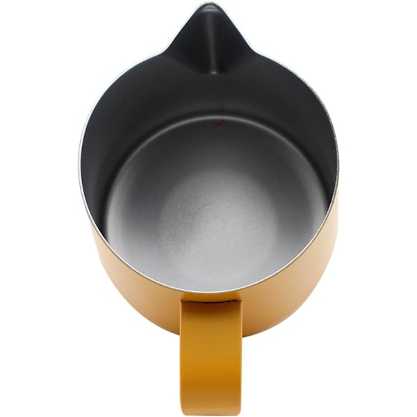 Melkekanne i rustfritt stål, dampkanne, egnet for kaffe, latte og melkeskumming 350ml Gul
