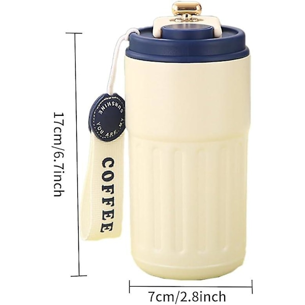 Temperaturvisnings-Kaffe Termos, Varm & Kall, Läckagesäker Kaffekopp Med Lock, Rostfritt Stål Isolerad Mugg, Smart Vattenkopp På Resan