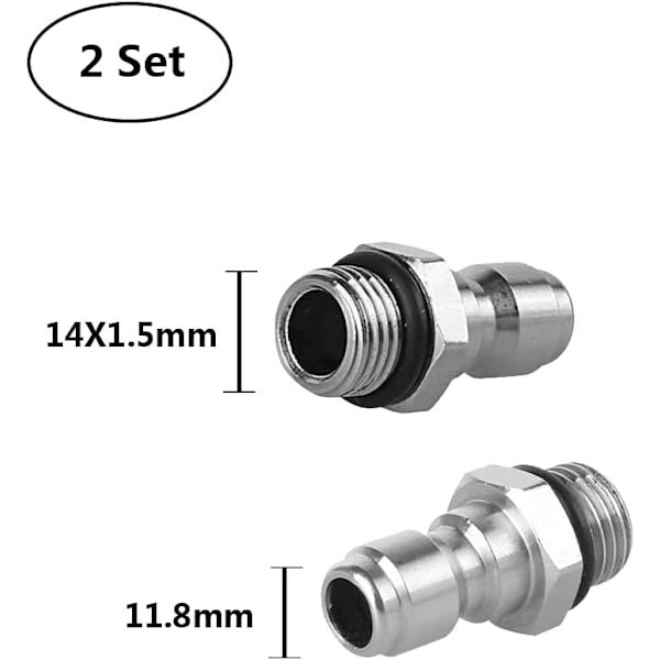 4 kpl Painepesurin suihkuliittimiä 1/4 Pikaliitin 14 mm Uroskierre Ruostumattomasta teräksestä valmistettu adapteri puutarhaletkun hanaliittimelle