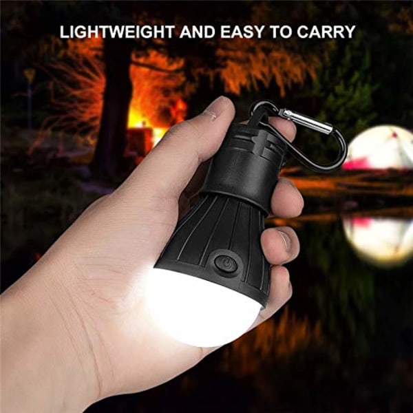 4st LED campingljus, bärbara led tältljus Lykta Backpacking Camping Vandring Fiske Nödljus Batteridriven lampa, svart