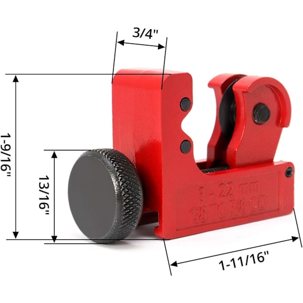 Kestävä Säädettävä Mini Putkileikkuri, 3-22mm (1/8 tuumaa - 7/8 tuumaa), Kupari Alumiini Teräsputkien Leikkaustyökalu
