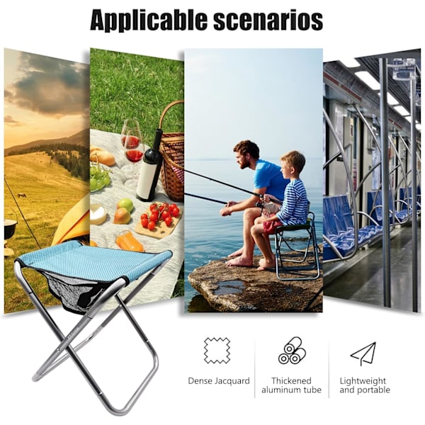 Campingstol, Bærbar Foldbar Stol, Aluminium Foldbar Stol til Rejser, Camping, Vandreture, Fiskeri, Havearbejde med Bærepose (Blå)