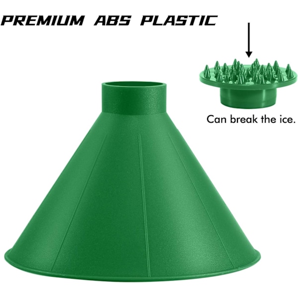 Magiske isskraper for bilfrontrute - 2-pakning Cone Magic isskraper med trakt, rund snøskrape til julegave Green