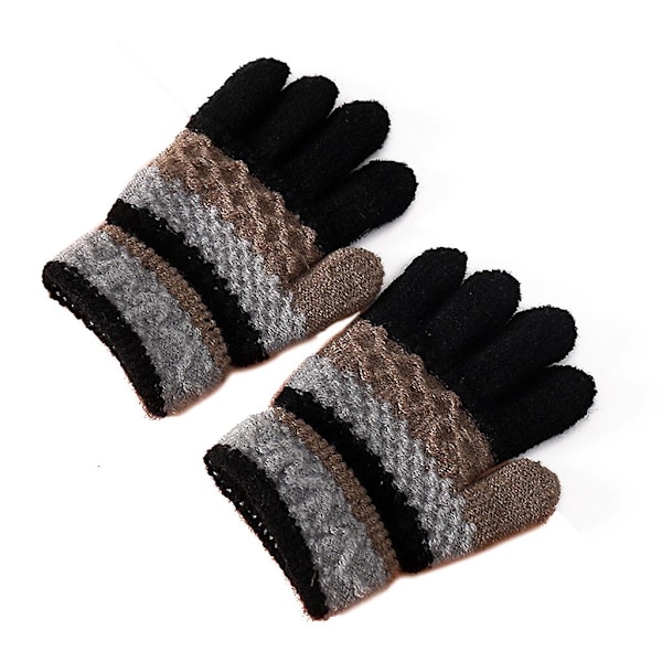 1 Pair Kids Winter Gloves Knitted Stripe Children Coldproof Warm Full Finger Gloves Boys Girls Mittens