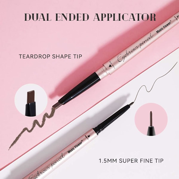 Ögonbrynspenna med dubbla ändar, Vattentät ögonbrynspenna, Kladdfri och långvarig ögonmakeup, 1-pack #02