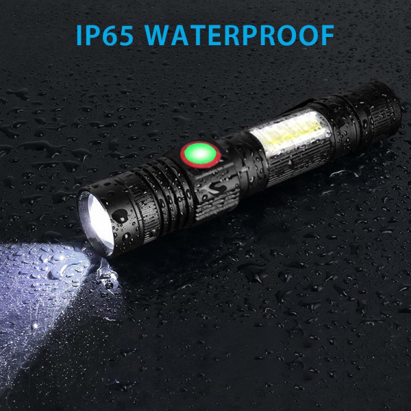 Lommelykt USB-oppladbar, Magnetisk LED-lykt, 2000LM, Vanntett, Zoombar Beste Liten Lommelykt for Camping, Nødlykt, 2 stk
