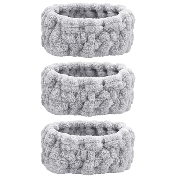 3-pack spa ansiktshårband för smink och tvätt av ansiktshandduk tyghårband yoga sport dusch ansikts elastiskt pannband för kvinnor (grå) grey