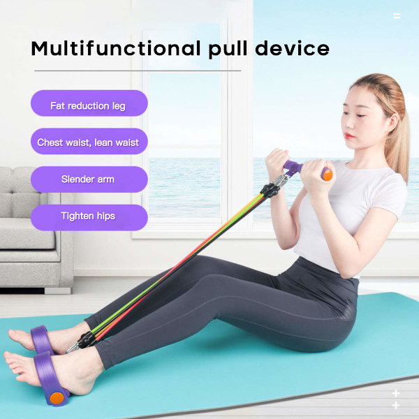 Multifunktionellt Spänntråd, 5-Tub Elastiskt Yoga Pedal Dragare Motståndsbands, Naturligt Latex Spänntråd Fitnessutrustning