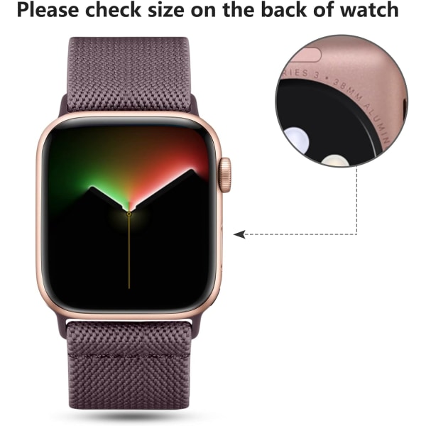 Apple Watch hihnan kanssa yhteensopiva silmukkahihna, säädettävä joustava nylon punottu Sport-korvaushihna iWatch SE -sarjalle 9/8/7/6/5/4/3/2/1