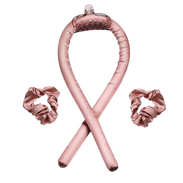 Varmeløs krøllestav pannebånd, krøllbånd pannebånd, ingen varme krøller silkebånd varmeløs hår over natten sp styler Pink