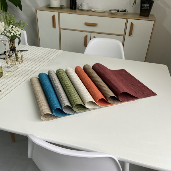 Bordstablett set med 6, tvättbar bordstablett Värmebeständig halkfri vävd PVC vinyl bordstablett för kök Matbord 30x45cm (Grön 2)