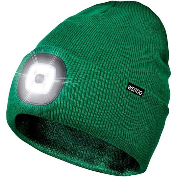 Unisex 4 LED-belyst cap, USB uppladdningsbar löpmössa Super Bright handsfree strålkastare Torch Hat, LED-hatt för löpvandring (grön) Green
