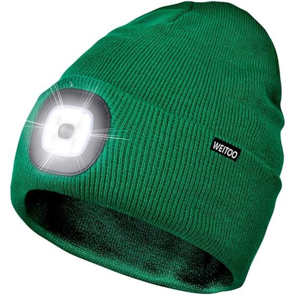 Unisex 4 LED -valolla varustettu pipo, USB-ladattava juoksupäällystin erittäin kirkas handsfree-otsalampun pipo, LED-pipo juoksuun ja vaellukseen (vihreä) Green