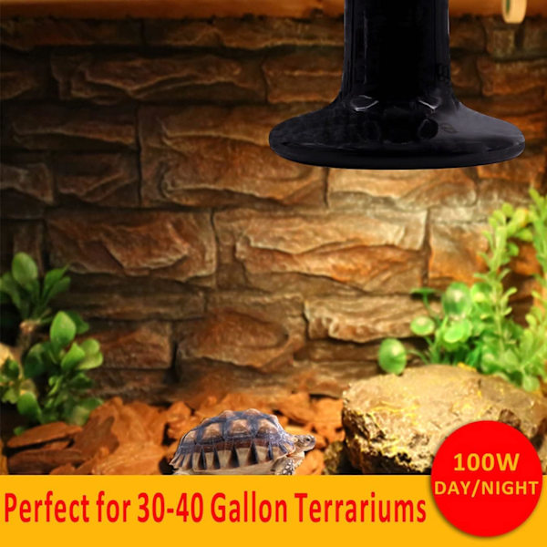 Skildpadde Varme Lampe - Keramiske Varmelamper, Terrarium Varmepærer, til Reptiler Hvile med Ikke-Lys Skrue E27 220-240V, 75W, Sort