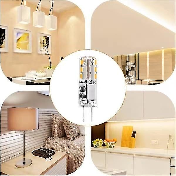 10x G4 LED-pærer 12V AC/DC Varmt Hvit 3000K 2W, dimmbare lys - WELLNGS