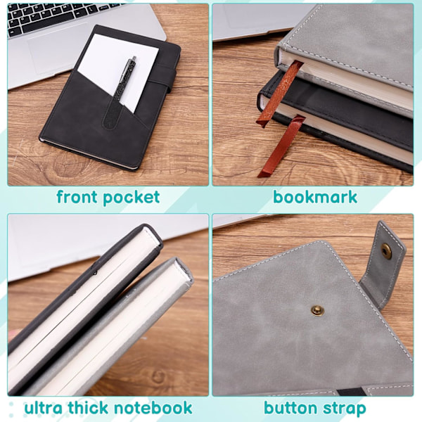 2-pakks A5 Notatbok Journal, 8,3\"×5,8\" Hardback Notatbøker, 200 Siders Linjert Journal Tykk Notisblokk