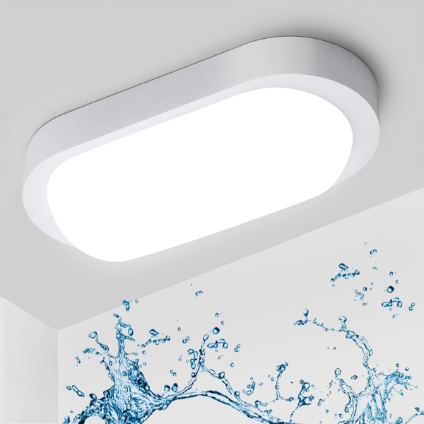 15W LED innendørs vegglampe, oval taklampe, IP54 4000K kjellervegglampe, fuktig lys for bad, balkongkorridor, trapperom